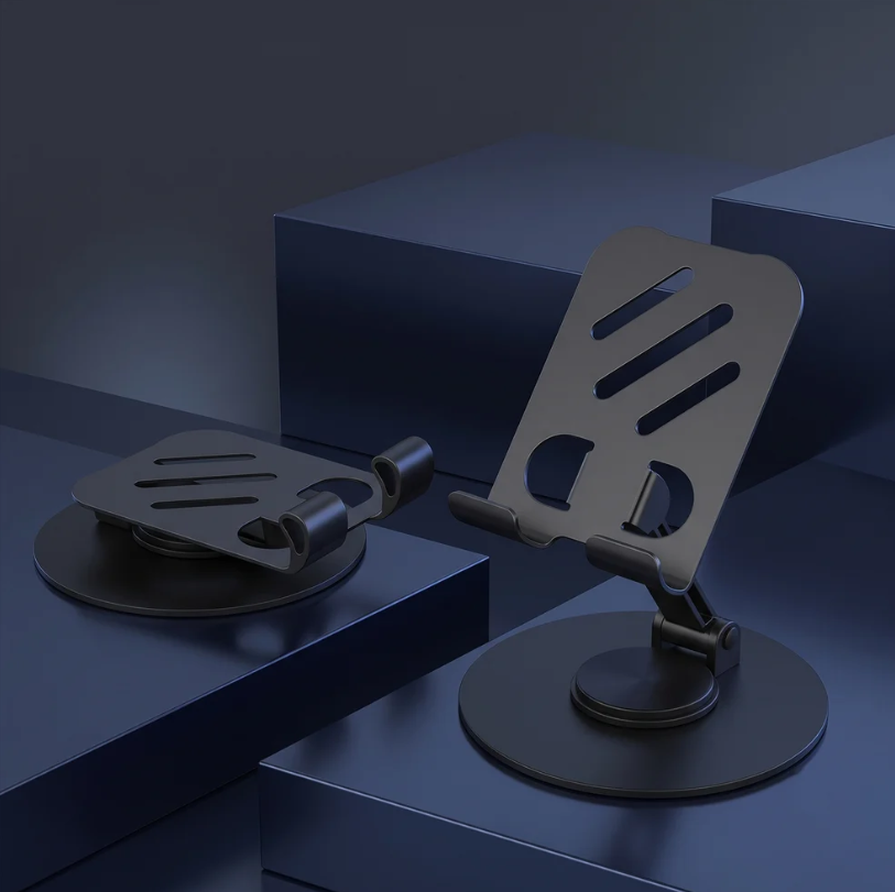 Metallic Phone Stand with 360° Rotating Base